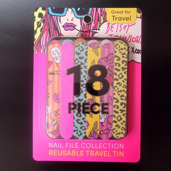 Betsey Johnson 18 Piece Nail File Collection Reusable Pop Art Travel Tin NIP - Picture 2 of 5